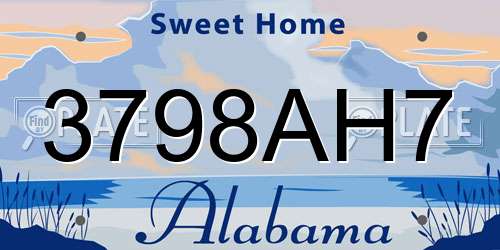 3798AH7 Alabama License Plate