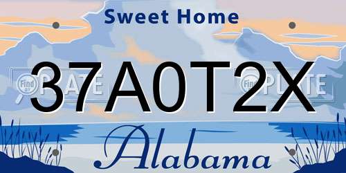 37A0T2X Alabama License Plate