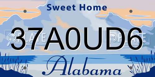 37A0UD6 Alabama License Plate