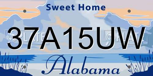 37A15UW Alabama License Plate