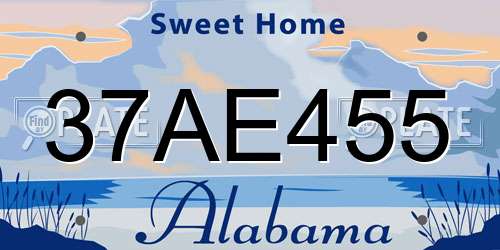 37AE455 Alabama License Plate