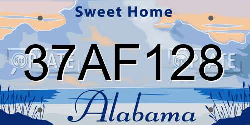 37AF128 Alabama License Plate