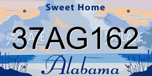 37AG162 Alabama License Plate