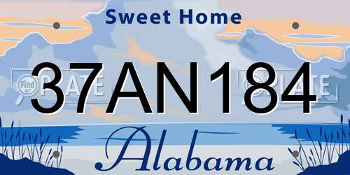 37AN184 Alabama License Plate