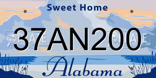 37AN200 Alabama License Plate