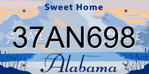 37AN698 Alabama License Plate