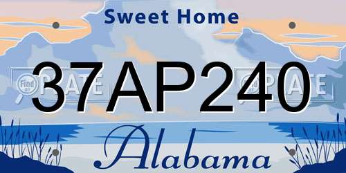 37AP240 Alabama License Plate