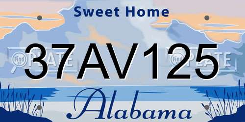 37AV125 Alabama License Plate