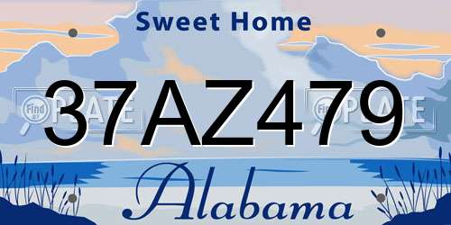 37AZ479 Alabama License Plate
