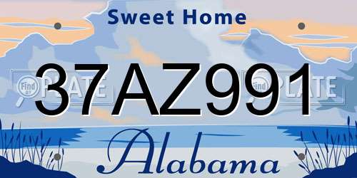 37AZ991 Alabama License Plate