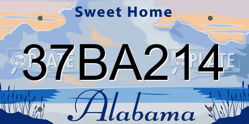 37BA214 Alabama License Plate