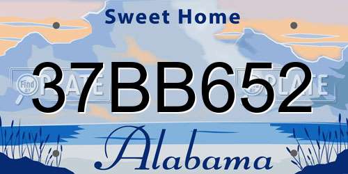 37BB652 Alabama License Plate