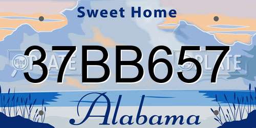 37BB657 Alabama License Plate