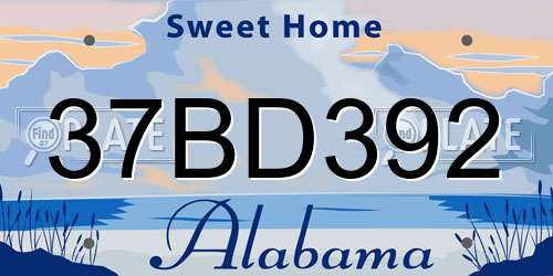 37BD392 Alabama License Plate
