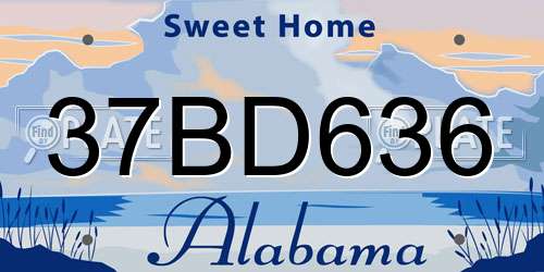 37BD636 Alabama License Plate