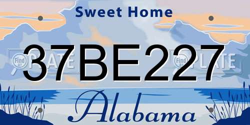 37BE227 Alabama License Plate