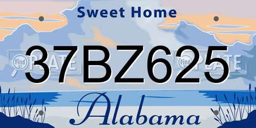 37BZ625 Alabama License Plate