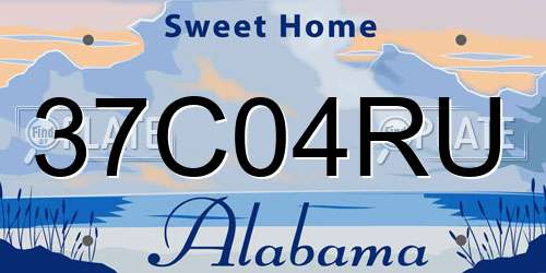 37C04RU Alabama License Plate