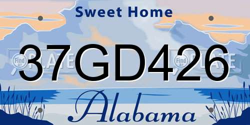 37GD426 Alabama License Plate