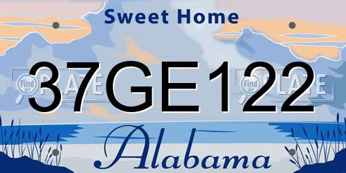 37GE122 Alabama License Plate