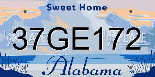 37GE172 Alabama License Plate