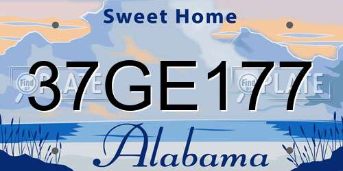 37GE177 Alabama License Plate
