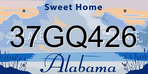 37GQ426 Alabama License Plate