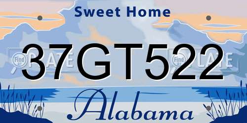 37GT522 Alabama License Plate