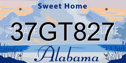 37GT827 Alabama License Plate