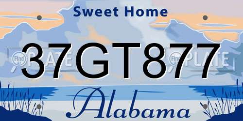 37GT877 Alabama License Plate