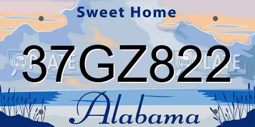 37GZ822 Alabama License Plate