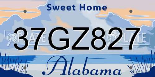 37GZ827 Alabama License Plate
