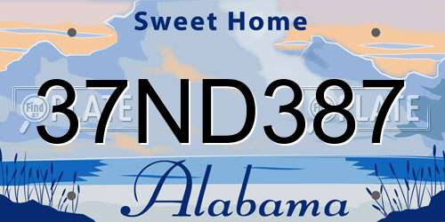 37ND387 Alabama License Plate