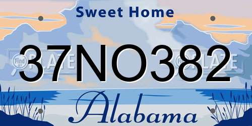 37NO382 Alabama License Plate
