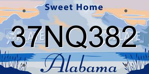 37NQ382 Alabama License Plate