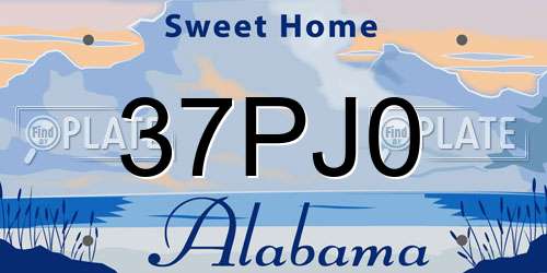 37PJ0 Alabama License Plate