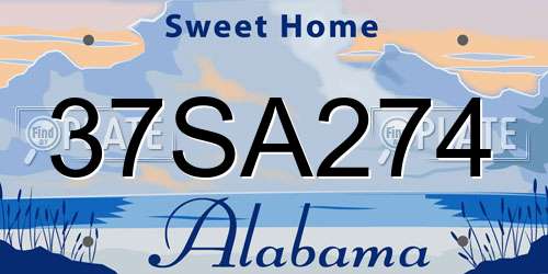 37SA274 Alabama License Plate