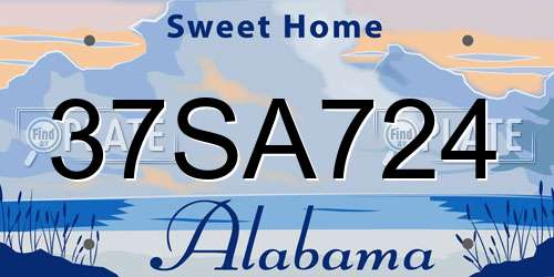 37SA724 Alabama License Plate