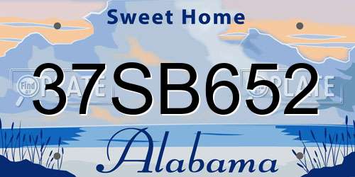 37SB652 Alabama License Plate