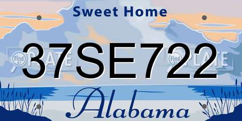 37SE722 Alabama License Plate
