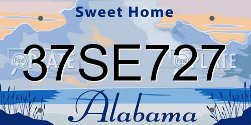 37SE727 Alabama License Plate