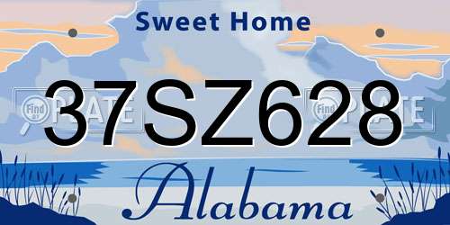 37SZ628 Alabama License Plate