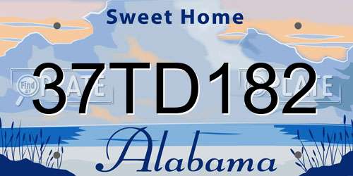 37TD182 Alabama License Plate