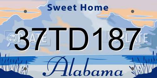 37TD187 Alabama License Plate