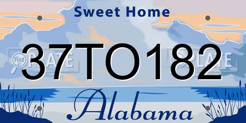 37TO182 Alabama License Plate