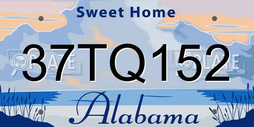 37TQ152 Alabama License Plate