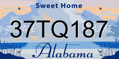 37TQ187 Alabama License Plate