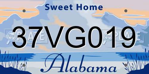 37VG019 Alabama License Plate