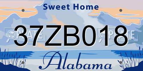 37ZB018 Alabama License Plate