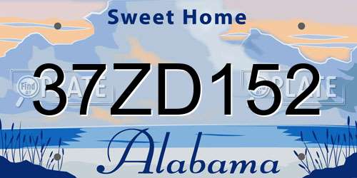 37ZD152 Alabama License Plate